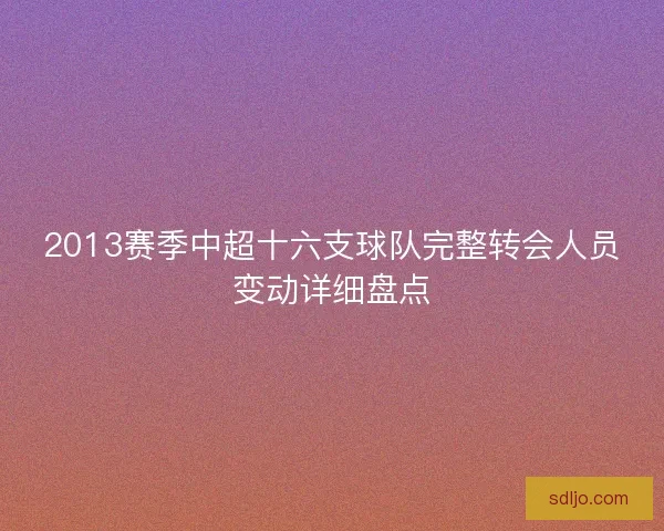2013赛季中超十六支球队完整转会人员变动详细盘点